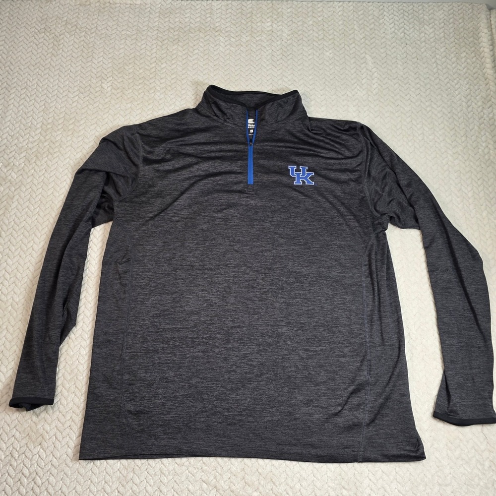 Colosseum Kentucky Wildcats Mens Large Quarter Zip Pullover Heather Grey UK Logo